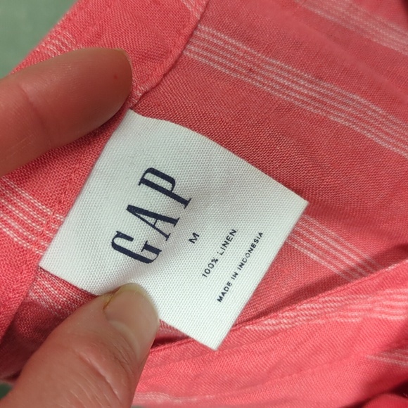 Gap Coral Striped Tie Front Linen Top - Picture 3 of 3